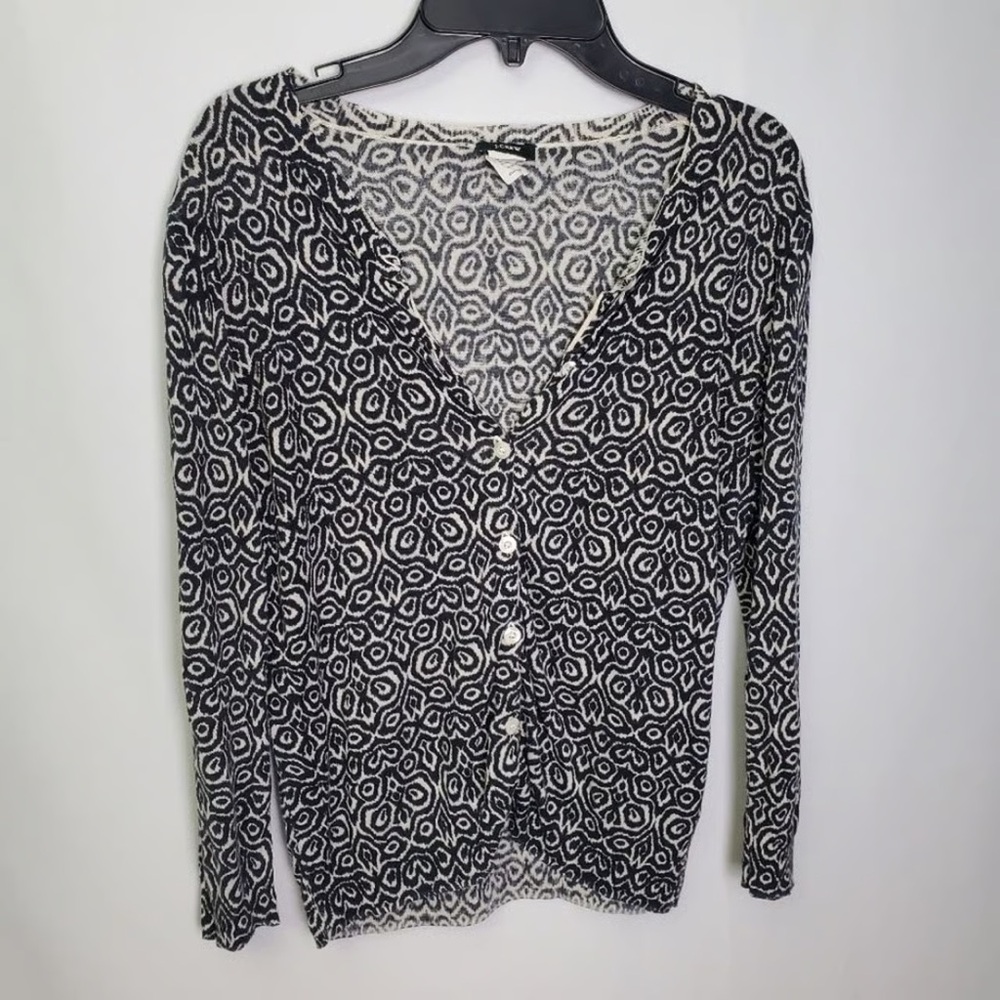 J. Crew Black and White Geometric Cardigan